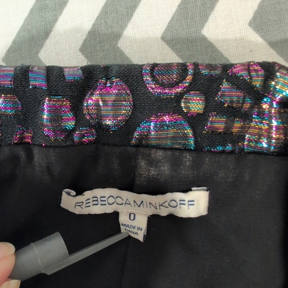Rebecca Minkoff Blazer Jacket Womens 0 Black Base/Iridescent Maximalist Textured - Picture 12 of 15